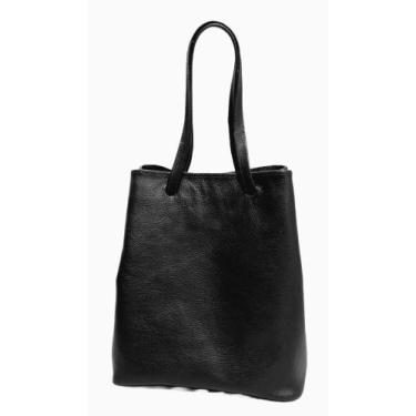 Imagem de Bolsa De Couro Tipo Sacola Média Alça de Mão Prática Moderna Fabricaçã