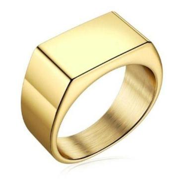 Imagem de Anel Punk Liso Ouro 18K Masculino Vintage Dourado Luxo Homem - Oremte,