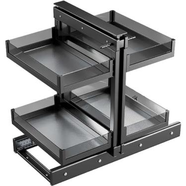 Imagem de Carrossel de canto de cozinha - Prateleiras deslizantes para armário de canto cego oculto, organizador de prateleira de 2 camadas, para uso pesado de cozinha (uma cor 62 x 50 x 56,5 cm) (uma cor 62 x
