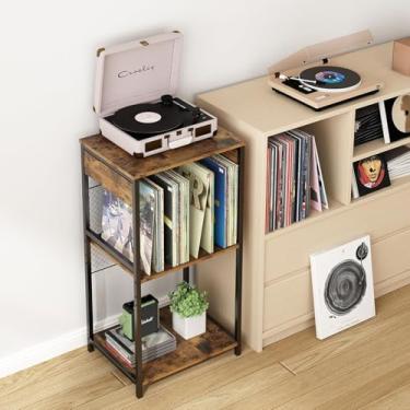 Imagem de Suporte para Toca, Mesa de Gravação para Vinil, Rack de 3 Níveis com Armazenamento para Discos e Álbuns, Ideal para Sala e Quarto
