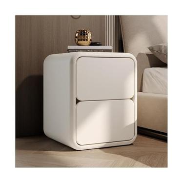 Imagem de UWEREBFM Mesa lateral baú de cabeceira branca estreita mesa de cabeceira quarto cômoda de cabeceira com gavetas mesa lateral para casa conjunto de 2 mesas de cabeceira simples