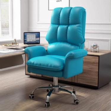 Imagem de AkosOL Cadeiras de mesa de escritório, cadeira de jogos, cadeiras de encosto alto para sala de estar, cadeira giratória com rodas, cadeira comt, poltrona, suporte lombar, azul/a