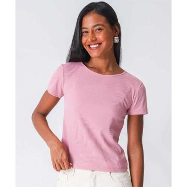 Imagem de Blusa Feminina Canelada Manga Curta Marisa Rosa-80042, Rosa, M