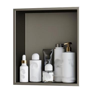 Imagem de Nicho de aço inoxidável, sem necessidade de azulejos, nichos com prateleiras de armazenamento de banheiro, prateleira de chuveiro embutida adequada para sala de estar, cozinhas, áreas públicas (cor