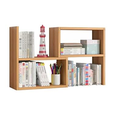 Imagem de VHDY85KA Estante organizadora de mesa expansível de madeira, prateleiras ajustáveis para mesa, suporte de cozinha, organizador de armazenamento para material de escritório, maquiagem, suprimentos de