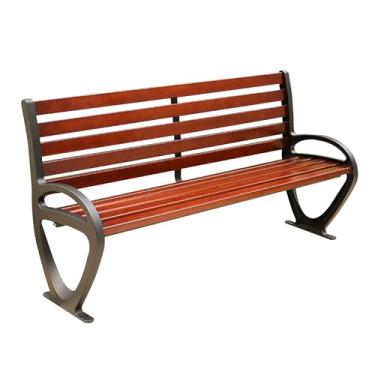 Imagem de Banco ao ar livre, cadeira de lazer ao ar livre, banco de metal ao ar livre, banco de madeira anticorrosão cadeira de madeira de plástico, com encosto e apoios de braço, para gramado, varanda, quintal