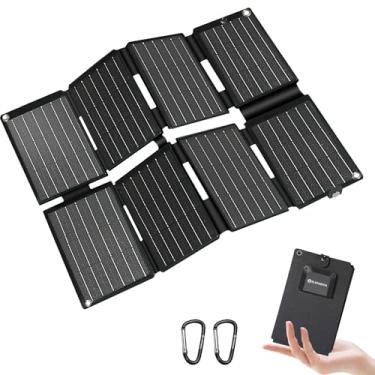Imagem de ELECAENTA Carregador de painel solar de 25 W com portas USB C e USB A, tamanho de bolso ultraleve, à prova d'água IP68, painel solar portátil dobrável para celular, tablet, carregador portátil
