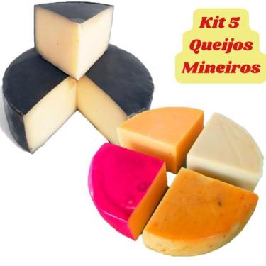 Imagem de Kit 5 Queijos Minas Canastra Parmesão, Parmesão Capa Preta, Reino, Roq
