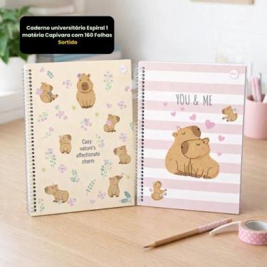 Imagem de Caderno universitário Espiral 1 matéria Capivara com 160 Folhas - Sort