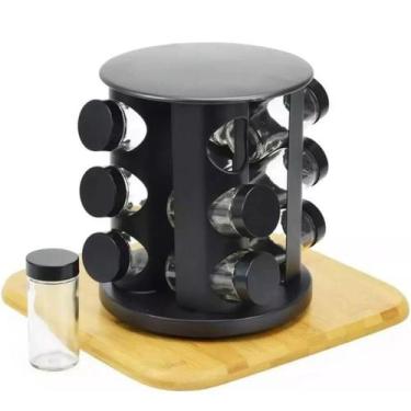 Imagem de Porta Condimento Giratório com 9 Potes de Vidro com Tampa Ajustável DY