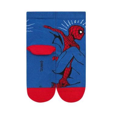 Imagem de Meia Disney Cano Médio Infantil Homem Aranha Lupo Cor:Azul MisticoTama