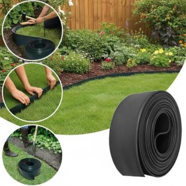 Imagem de Limitador de Grama Plástico Flexível Preto 25m para Separador Jardim e