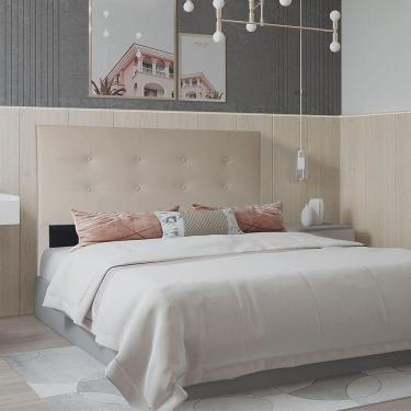 Imagem de Cabeceira Casal 1,60m Berlim Corino Bege
