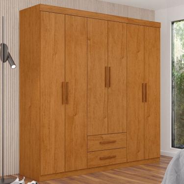 Imagem de Guarda-Roupa Solteiro Regalle 6 Portas 2 Gavetas Cinamomo - Pnr Móveis