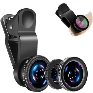 Imagem de Lente Micro Grande Angular Fisheye 3 Em 1 Com Zoom Para iPhone Xiaomi 