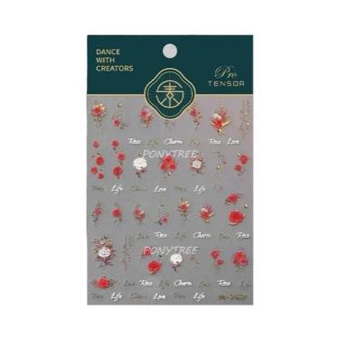 Imagem de Adesivos De Unha 5D Borboleta Vermelha Fênix Andorinha Decalques De Ma