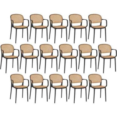 Imagem de Kit 16 Cadeiras De Jantar Roma Prática Com Braços Para Sala E Cozinha 