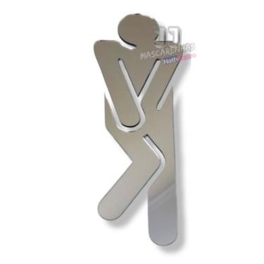 Imagem de Placa banheiro wc acrílico masculino feminino apertados - JJ, PRATEADO