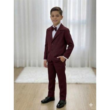 Imagem de Conjunto Social Miss Cherry Jorge Terno Marsala - Camisa, Gravata, Cin