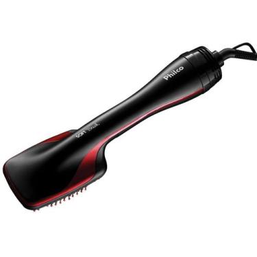 Imagem de Escova Secadora e Alisadora Philco Soft Brush, Preto e Vermelho, 110V