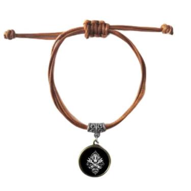 Imagem de DIYthinker Pulseira Ilustrada de Couro Esconde Música Preta Caveira Pulseira Pulseira Pulseira Marrom Joia Presente