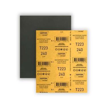Imagem de Lixa d'água 240 para Acabamento Fino em Madeira, Metal e Plástico, Kit com 50 Peças Norton