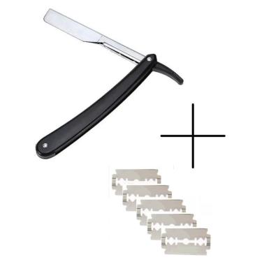 Imagem de Kit Navalha com Lâminas Profissional para Barbeiro em Aço Inoxidável com Cabo Plástico e 30 Unidades OEM