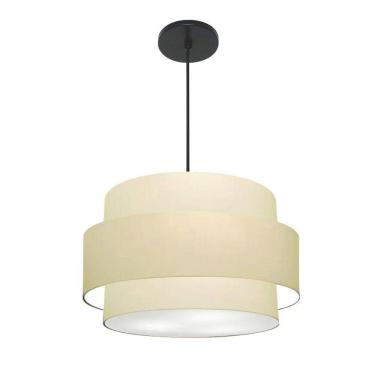 Imagem de Lustre para Sala de Jantar MD-4396 Cúpula em Tecido Cilíndrica Grande Preto Vivare Bras...