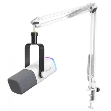 Imagem de Microfone Gamer Fifine RGB USB XLR Branco Com Braço Articulado AM8TW