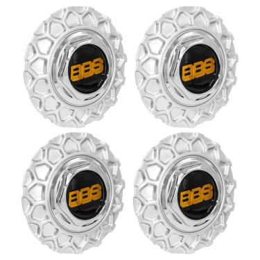 Imagem de Jogo Calota Meio Roda Nova Brw-900 Prata c/ Emblema BBS - DCAPS, Preto