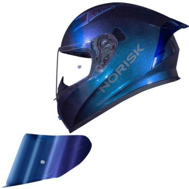 Imagem de Capacete Moto Masculino Feminino Norisk Flow Azul +Viseira, Azul Brilh