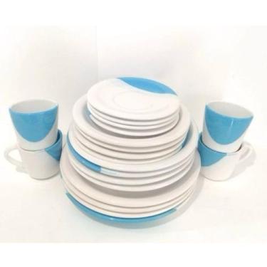 Imagem de Jogo de jantar Louças pratos e xícaras 20 peças completo de cerâmica L