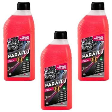 Imagem de Kit com 3 litros de aditivo radiador - rosa pronto para uso - PARAFLU