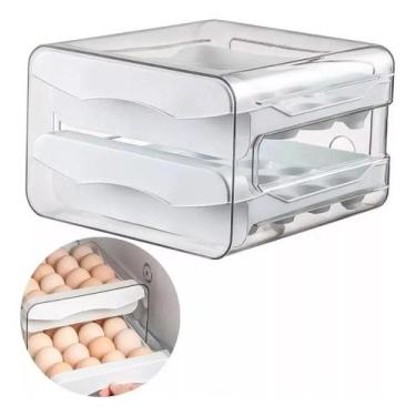 Imagem de Porta Ovos Empilhável 32 Unidades Organizador De Geladeira Transparent
