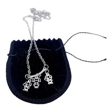 Imagem de Colar CHOKER AÇO INOX Mãe 2 MENINOS 1 Meninas 3 FILHOS PRATA - ASA