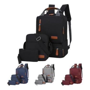 Imagem de Kit Mochila + Bolsa + Bag Nylon Masculino Feminino Escolar - RealFone,