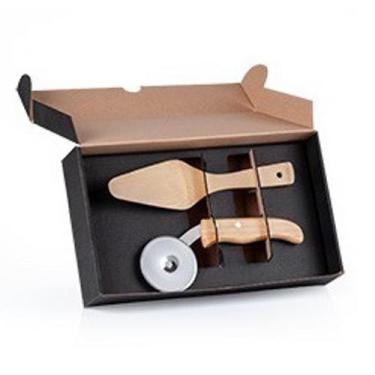 Imagem de Cortador De Pizza Inox / Bambu C/ Espátula - Welf