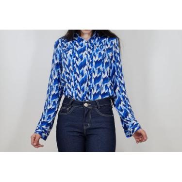 Imagem de Camisete Tecido Azul 100% VISCOSE Feminina Blufera Jeans 20301, GG