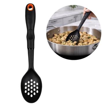 Imagem de Colher Vazada de Cozinha BS40069 Multiuso para Servir em Nylon e Silicone Resistente ao Calor Preto The Secret