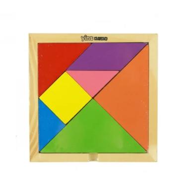 Imagem de Brinquedo Pedagógico Tangram de Encaixe em Madeira Mdf com Base Educativo Yins Brasil