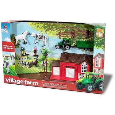 Imagem de Playset Village Farm Cenário Temático de Fazenda com Casa Bonecos Animais e Trator Bee Me Toys