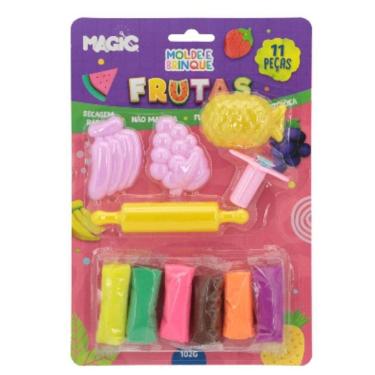 Imagem de Massa de Modelar Frutas com 11 Peças Atóxica Macia e Reutilizável Criativa Estofados