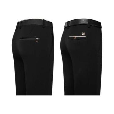 Imagem de Calças Sociais Masculinas Pretas Slim Fit Para Escritório, Calças Casu