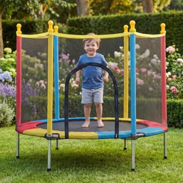 Imagem de Cama Elástica Infantil 1,40M Pula Pula Trampolim com Rede de Proteção 