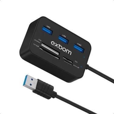 Imagem de Hub Usb 03 Portas Exbom UH-R230 c/ Leitor Cartão