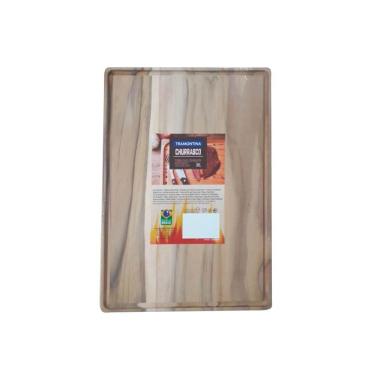 Imagem de Tábua para Churrasco Tramontina Retangular Pequena em Madeira Teca com Acabamento Natural 28x19 cm Tramontina