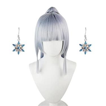 Imagem de Peluca de Genshin Impact Kamisato Ayaka, accesorios para Cosplay y horquilla