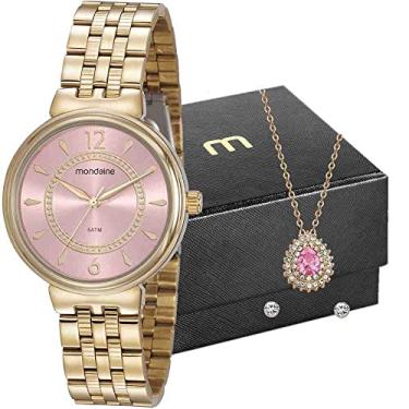 Imagem de Kit Relógio Mondaine Feminino Com Colar e Brincos - 99461LPMVDE2K4