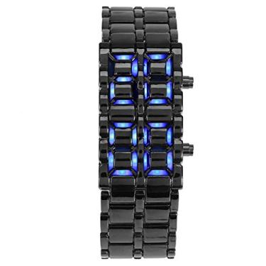 Imagem de Relógio digital masculino, pulseira de aço moderna, relógio de pulso eletrônico com iluminação LED (1#)