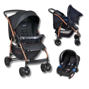Imagem de Carrinho Rio K Preto Com Cobre + Bebe Conforto - Burigotto